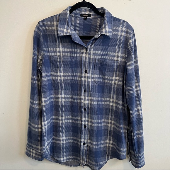 Quince Tops - Quince Blue and White Flannel Shirt